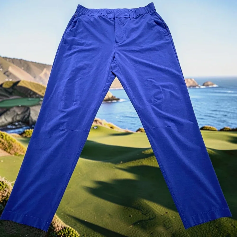 Fabletics Mens Only-Go Pants Navy Blue Golf Commuter Technical Trousers 34x28